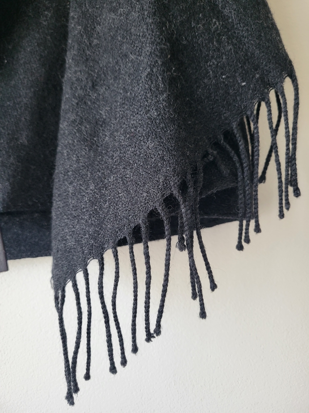 DKNY Black Asymmetrical Wrap Academia Skirt with Fringe and Leather Tie - Picture 3 of 10